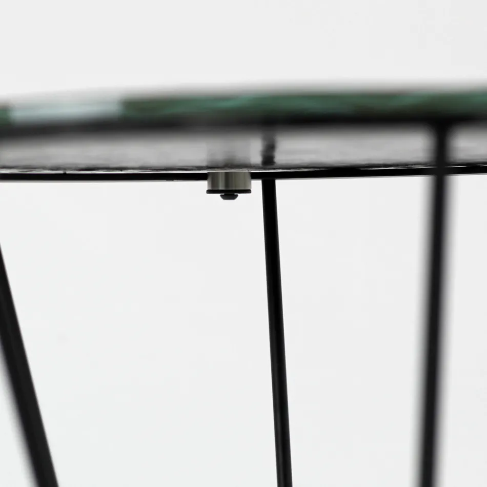 Mesa de centro redonda con base de acero y tapa de vidrio Made in Italy - Alisea viadurini