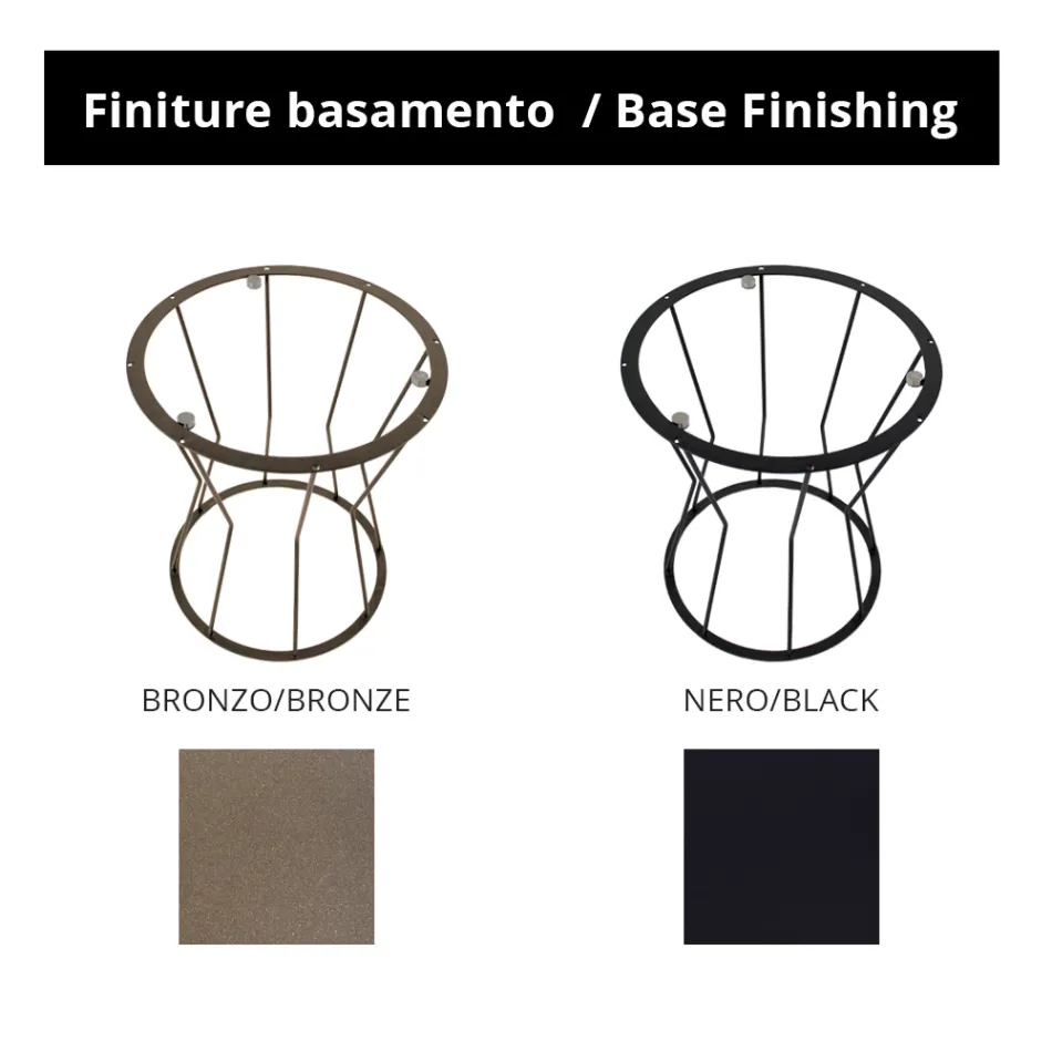 Mesa de centro redonda con base de acero y tapa de vidrio Made in Italy - Alisea viadurini