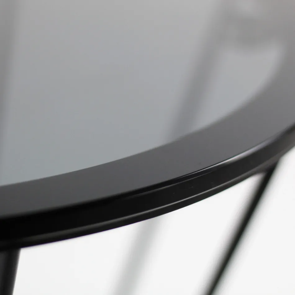 Mesa de centro redonda con base de acero y tapa de vidrio Made in Italy - Alisea viadurini