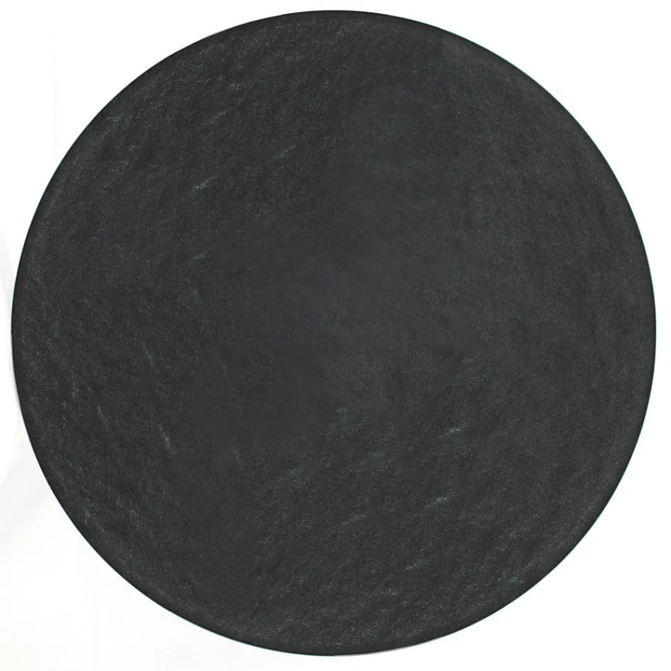 Mesa de centro redonda con base de acero y tapa de vidrio Made in Italy - Alisea viadurini