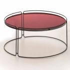 Mesa de centro redonda de metal con tapa de cristal Made in Italy - George viadurini