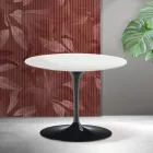 Mesa de centro redonda Tulip de Saarinen, 41 cm de altura, en cerámica Florim blanca mate - Scarlet viadurini