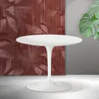Mesa de centro redonda Tulip de Saarinen, 41 cm de altura, en cerámica Florim blanca mate - Scarlet viadurini