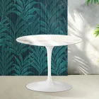Mesa de centro redonda Tulip de Saarinen, 41 cm de altura, en cerámica Statuario Florim brillante - Escarlata viadurini
