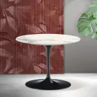 Mesa de centro redonda Tulip de Saarinen, 41 cm de altura, en cerámica mate Florim Statuario - Escarlata viadurini