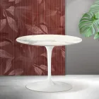 Mesa de centro redonda Tulip de Saarinen, 41 cm de altura, en cerámica mate Florim Statuario - Escarlata viadurini