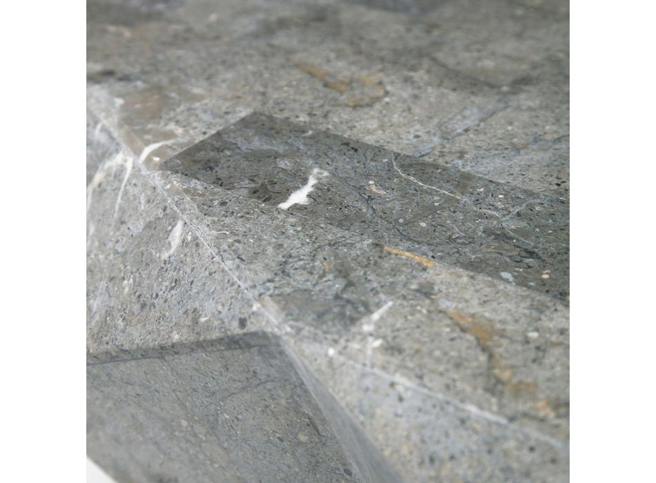 Mesa de Centro con Forma de Interior en Piedra Fósil Diferentes Acabados - Auriculares viadurini