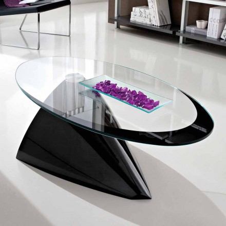 Mesa de centro con tapa de cristal con serigrafía Made in Italy - Campari viadurini