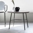 Mesa de centro con tapa redonda de madera maciza Made in Italy - Makino viadurini