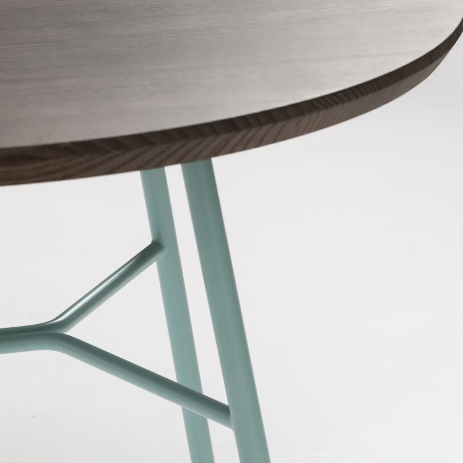 Mesa de centro con tapa redonda de madera maciza Made in Italy - Makino viadurini