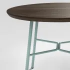 Mesa de centro con tapa redonda de madera maciza Made in Italy - Makino viadurini