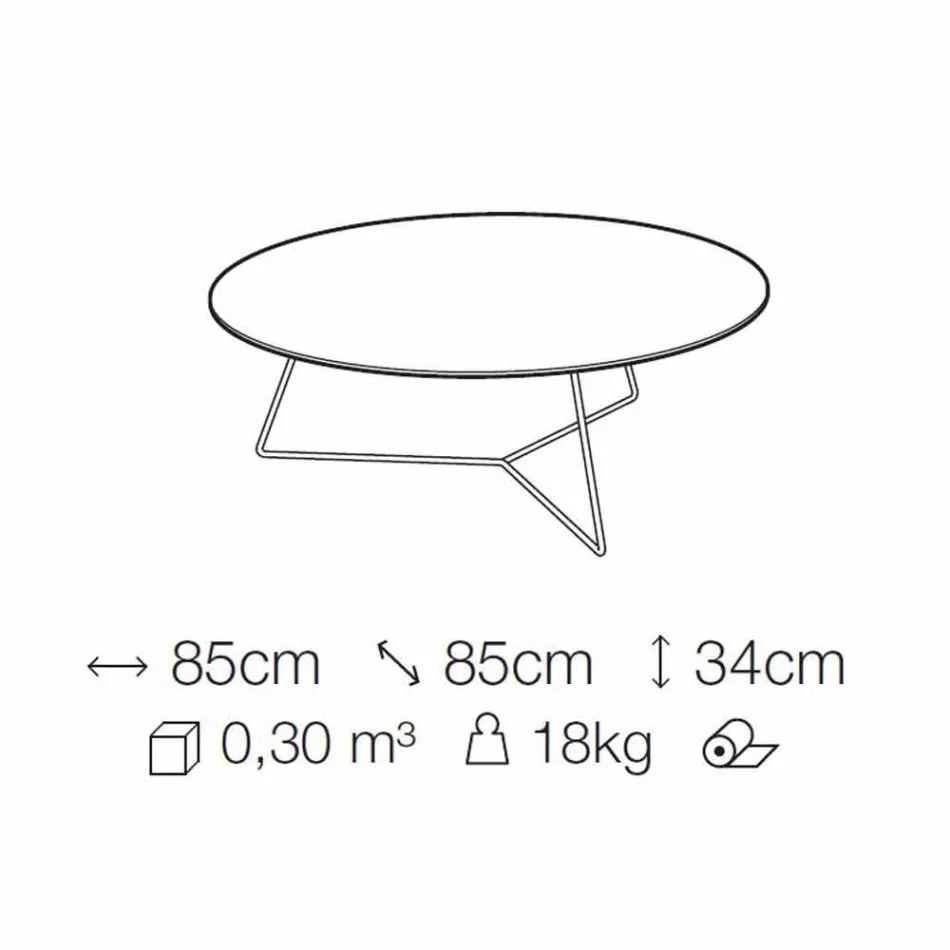 Mesa de centro con tapa redonda de mármol y base de metal Made in Italy - Gin viadurini