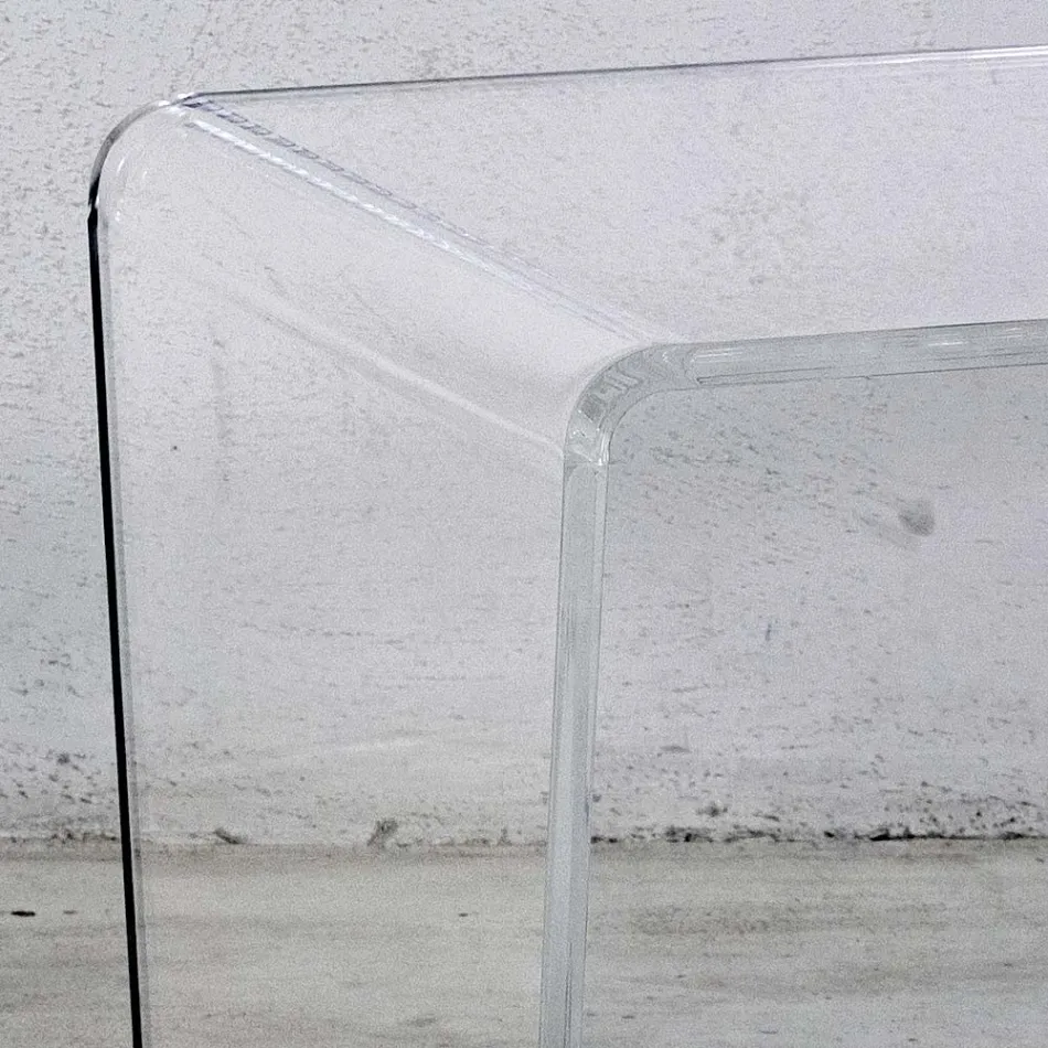 Mesa de centro en cristal acrílico transparente plegada a mano - Crosto viadurini