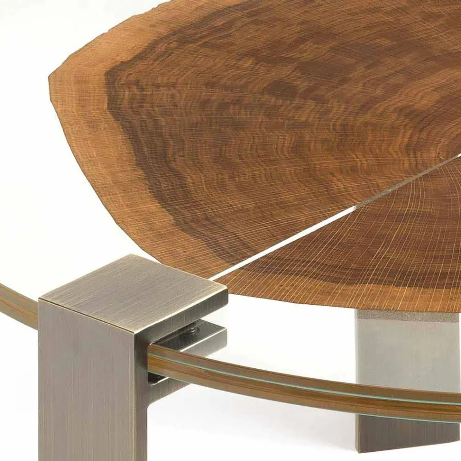Mesa de centro en madera y acero con patas de metal Made in Italy - Damasco viadurini