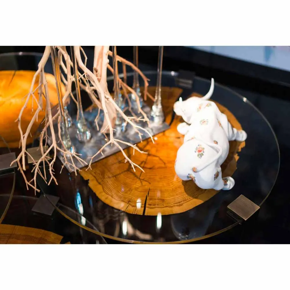 Mesa de centro en madera y acero con patas de metal Made in Italy - Damasco viadurini