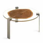 Mesa de centro en madera y acero con patas de metal Made in Italy - Damasco viadurini
