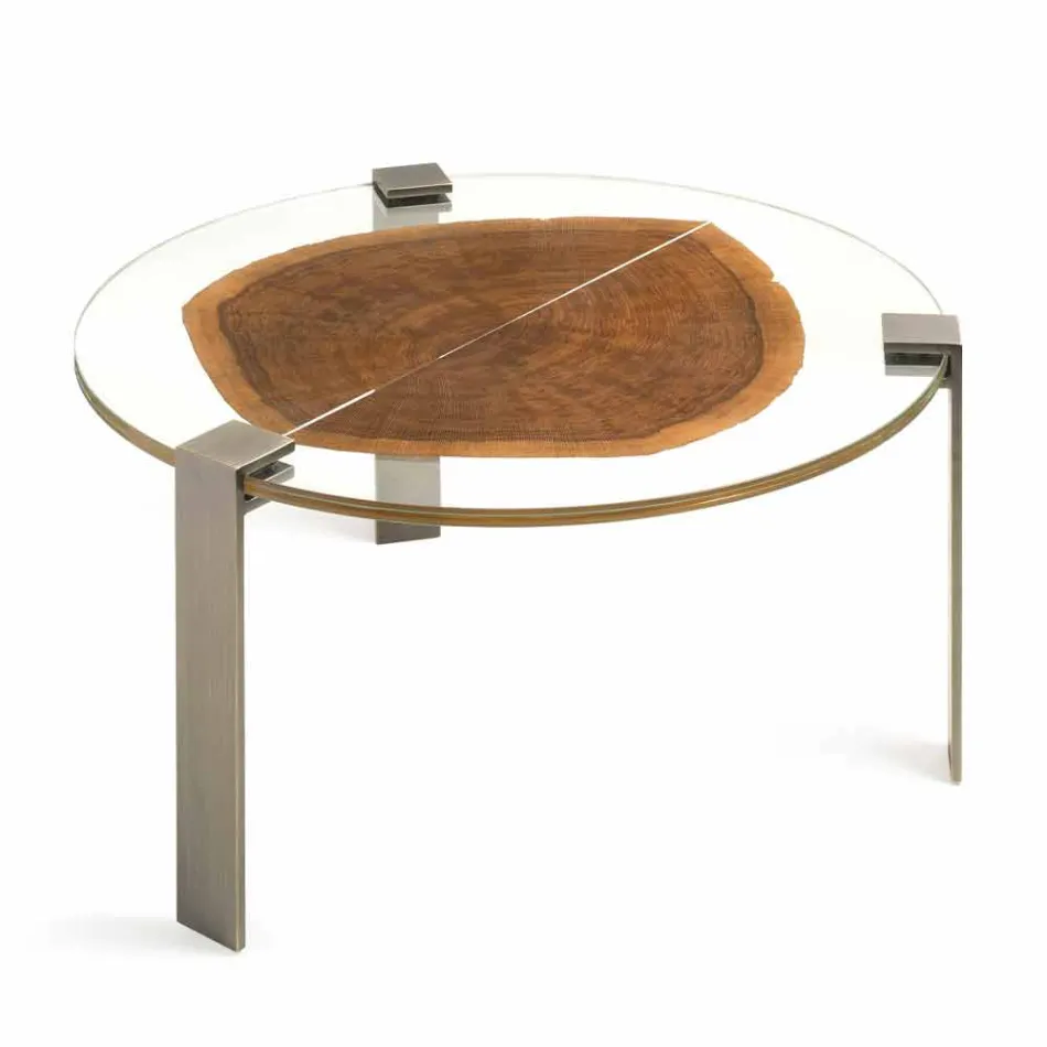 Mesa de centro en madera y acero con patas de metal Made in Italy - Damasco viadurini