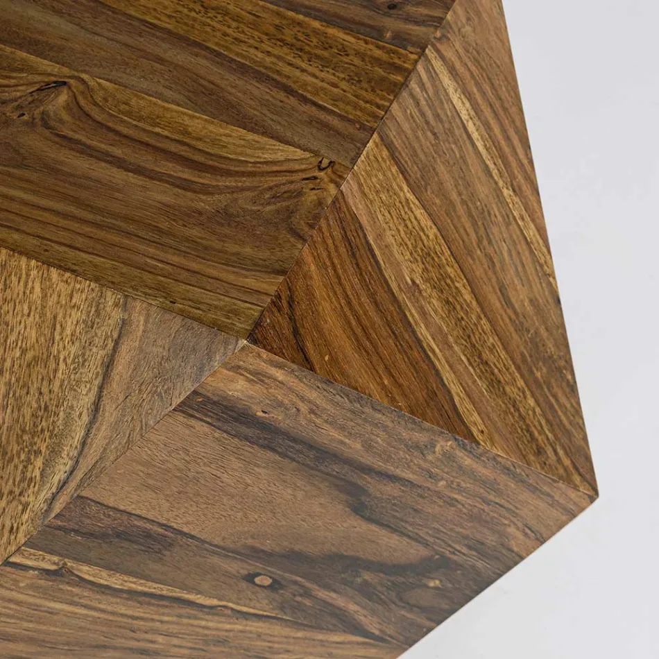 Mesa de centro en madera de sheesham diseño poligonal Homemotion - Torrice viadurini