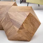 Mesa de centro en madera de sheesham diseño poligonal Homemotion - Torrice viadurini