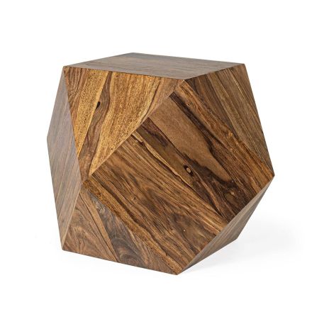 Mesa de centro en madera de sheesham diseño poligonal Homemotion - Torrice viadurini