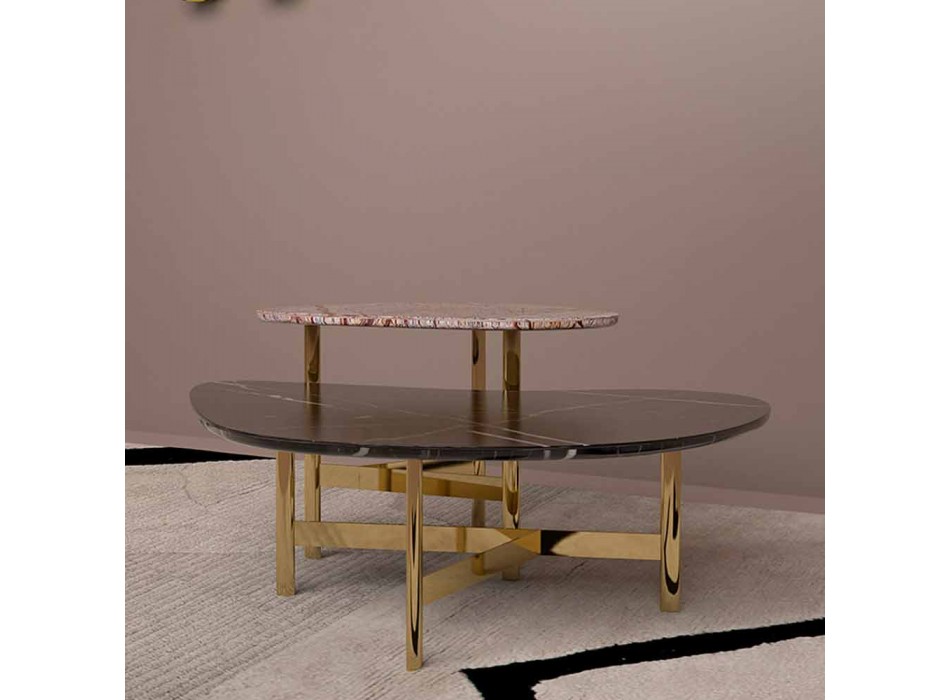Mesa lounge en Marquinia negra o mármol marrón bosque Made in Italy - Manolo viadurini