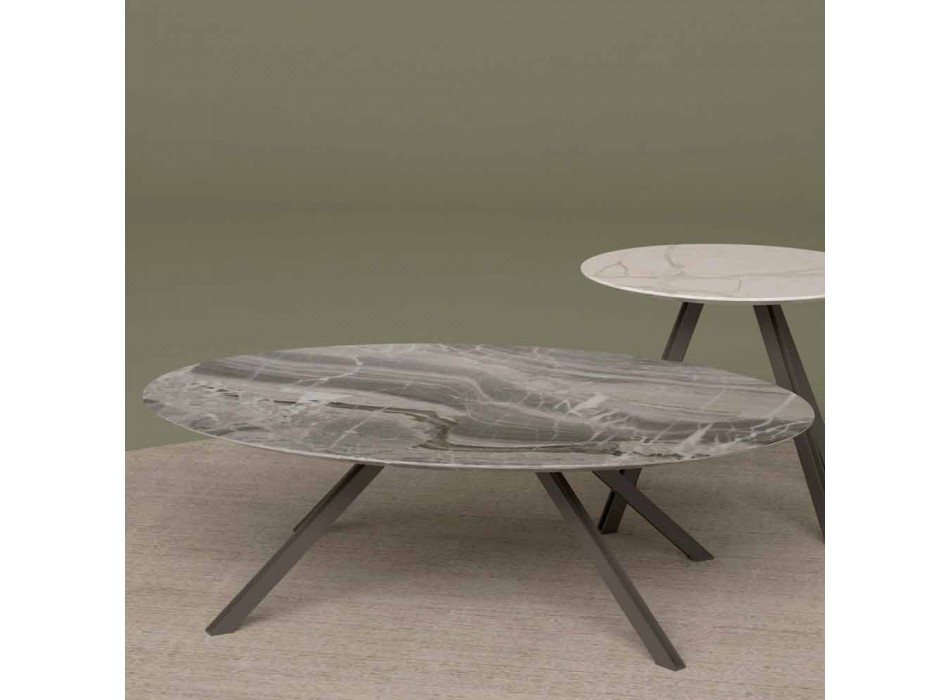 Mesa lounge en mármol Orobico o Calacatta y metal Made in Italy - Sirena viadurini