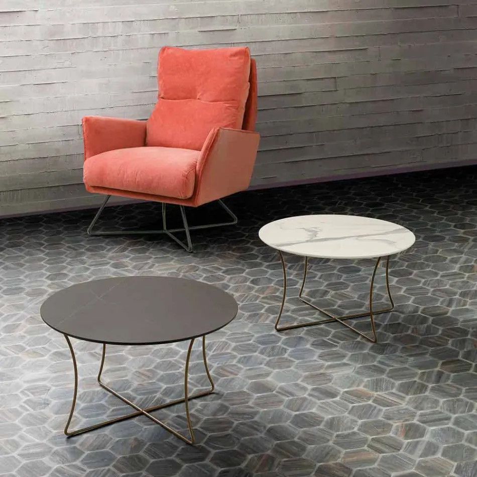 Mesa de centro en metal pintado con tapa de Hpl Made in Italy - Numbo viadurini