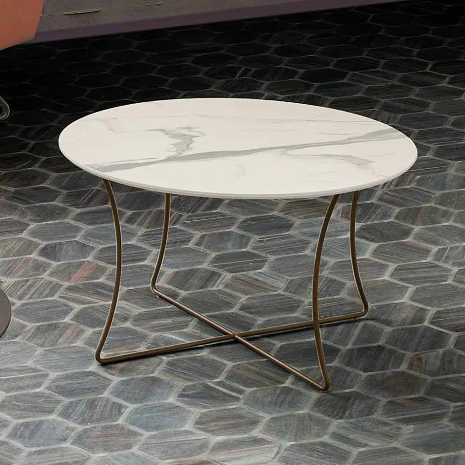 Mesa de centro en metal pintado con tapa de Hpl Made in Italy - Numbo viadurini