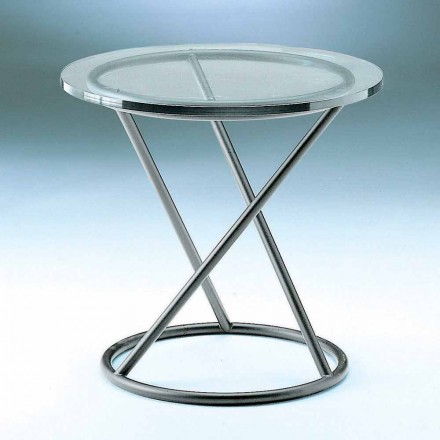 Mesa de centro de vidrio templado con base de acero Made in Italy - Pegaso viadurini