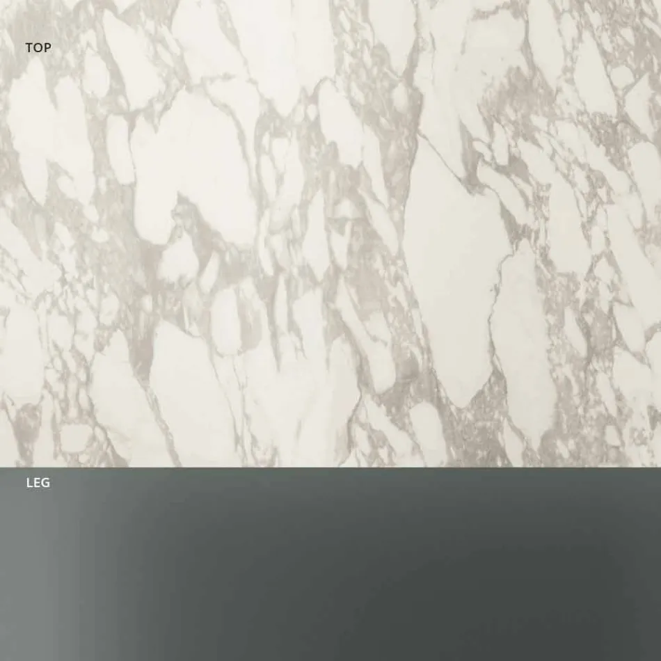 Mesa de centro auxiliar para sofá en vidrio ahumado y tapa redonda de cerámica - Aleatorio viadurini