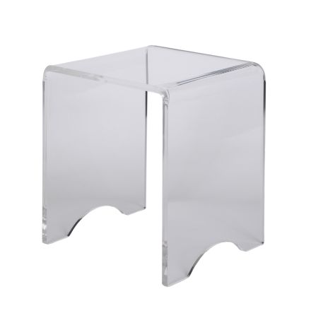 Mesa de centro Taburete Cristal Transparente Acrílico Minimal Italiano - Plarco viadurini
