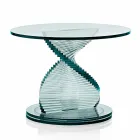 Mesa de centro para salón en vidrio espiral transparente y base giratoria - Spirulo viadurini