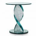 Mesa de centro para salón en vidrio espiral transparente y base giratoria - Spirulo