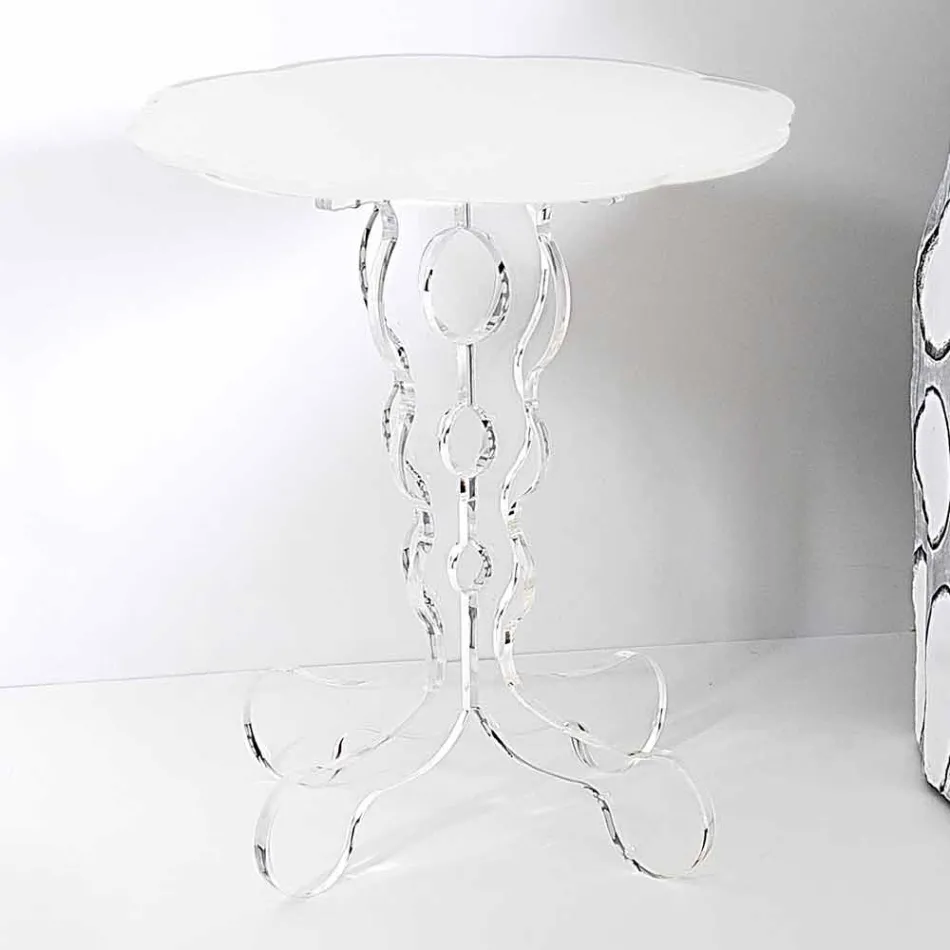 Mesa redonda blanca diámetro 36cm diseño moderno Janis, hecho en Italia viadurini