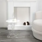 Mesa de centro redonda blanca, diámetro 50 cm, diseño moderno Janis, hecha en Italia viadurini