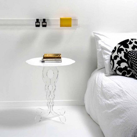 Mesa redonda blanca diámetro 50cm diseño moderno Janis, hecho en Italia viadurini