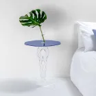 Mesita redonda azul diámetro 50 cm diseño moderno Janis, hecho en Italia viadurini