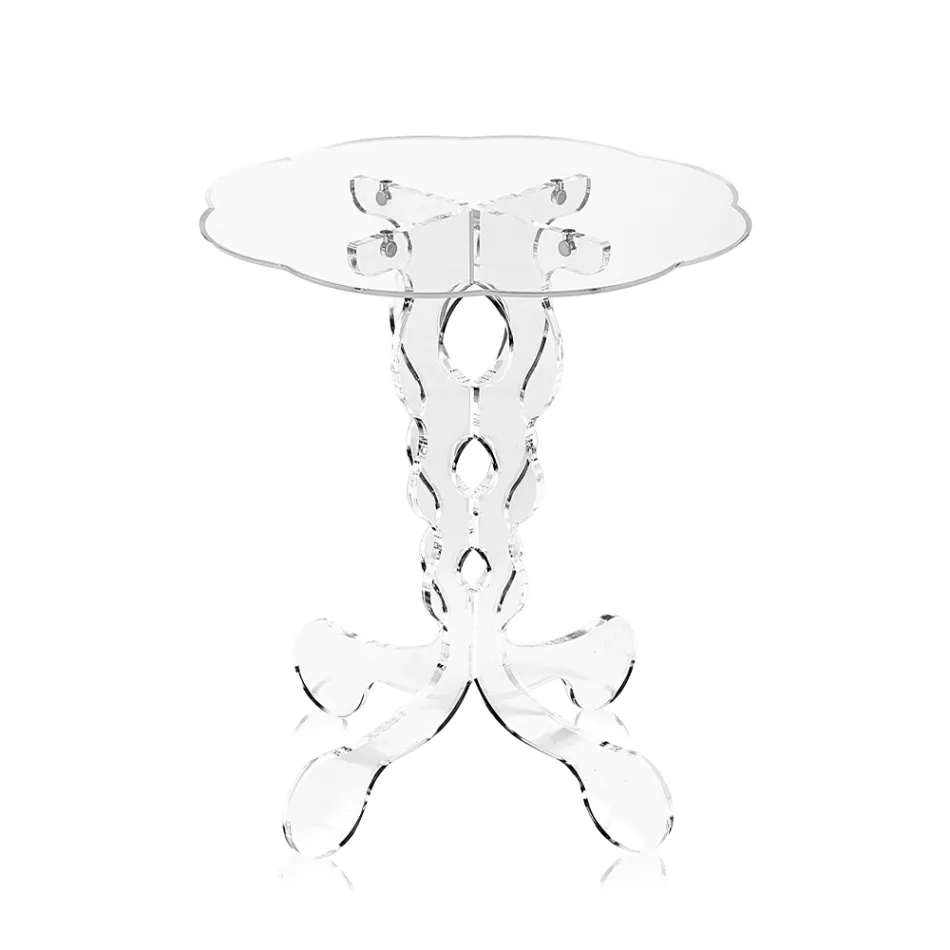 Mesa de centro redonda en plexiglás transparente 2 dimensiones - Fósforo viadurini