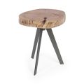 Mesa de centro redonda en baúl de madera y acero Homemotion - Tancredi