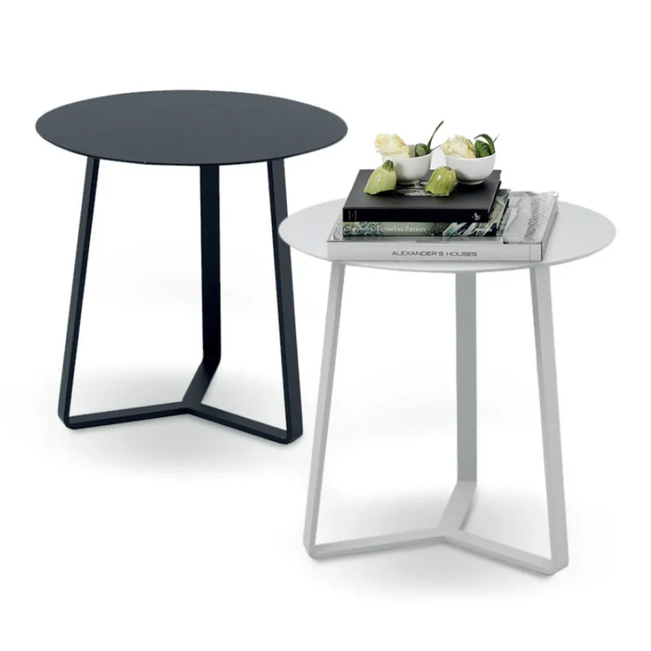 Mesa de centro redonda para exteriores en aluminio con recubrimiento de polvo epoxi - Mitch viadurini