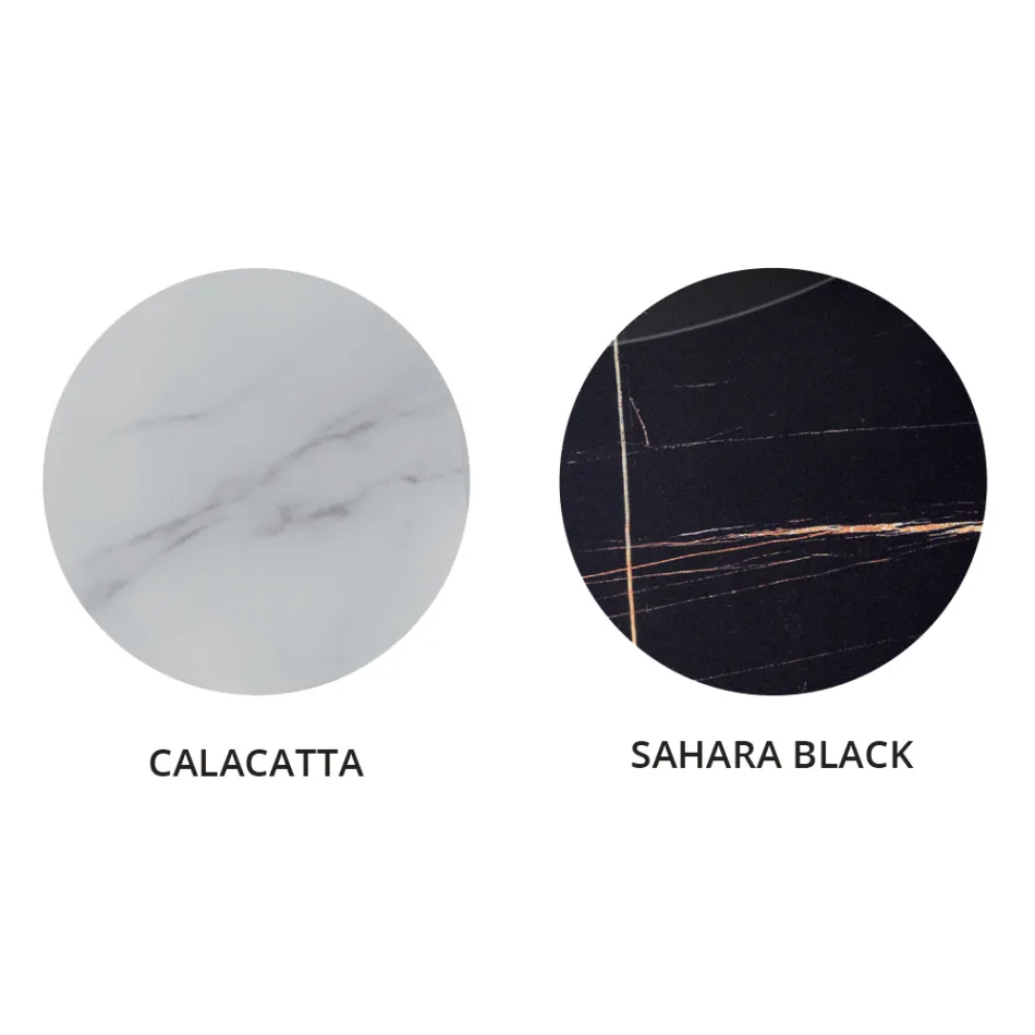 Mesa de centro redonda para salón en metal y vidrio con efecto mármol de lujo - Magali viadurini