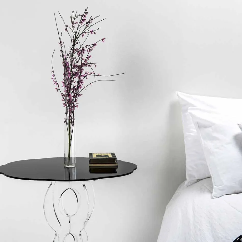 Mesa redonda negro diámetro 50 cm diseño moderno Janis, hecho en Italia viadurini