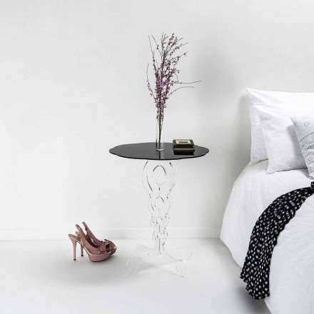 Mesa redonda negro diámetro 50 cm diseño moderno Janis, hecho en Italia viadurini