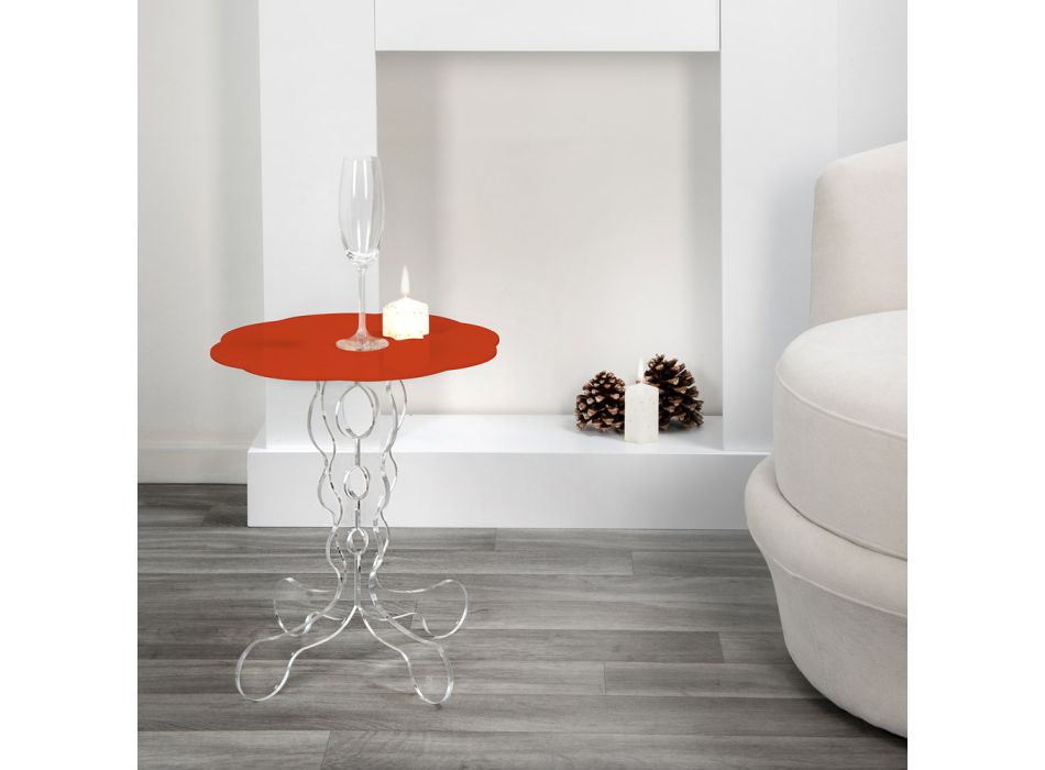 Diámetro de la mesa redonda roja 36 cm diseño moderno Janis, hecho en Italia viadurini