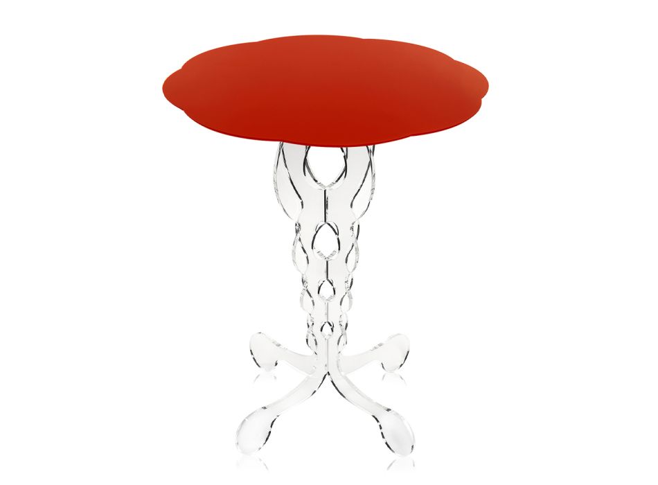 Diámetro de la mesa redonda roja 36 cm diseño moderno Janis, hecho en Italia viadurini
