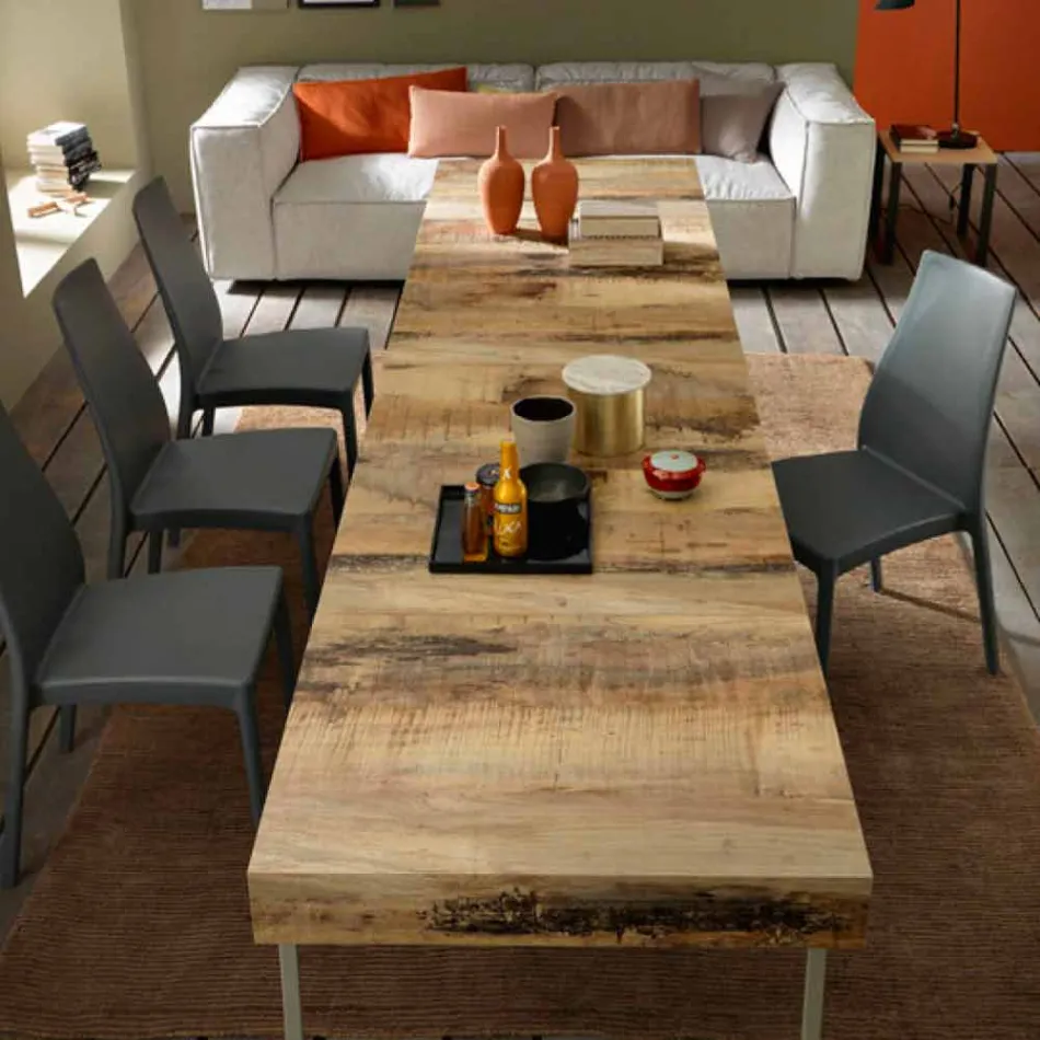 Mesa de centro de diseño transformable en madera y metal negro Made in Italy - Niverio viadurini