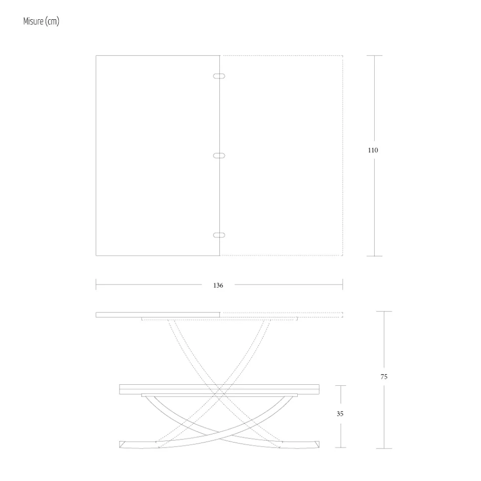 Mesa de centro transformable en mesa de comedor de madera Made in Italy - Aikido viadurini