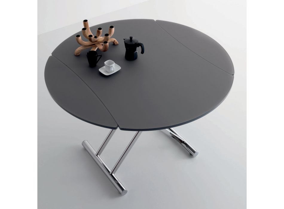 Mesa de centro transformable en mesa de comedor redonda de metal y vidrio - Giordana viadurini