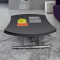 Mesa de centro transformable en mesa de comedor redonda de metal y vidrio - Giordana