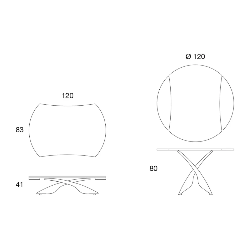 Mesa de centro transformable en metal y mesa de salón de vidrio - Giordano viadurini